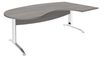 Bureau compact manager retour à droite IDRA - 200 cm - pieds blanc - Chêne gris (pied de renfort obligatoire à rajouter - non inclus)