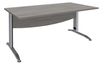 Bureau droit IDRA - L80 cm - Pieds alu - plateau imitation Chêne gris