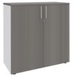 Armoire mi-haute IDRA/DUAL -  L80 x H102 x P47 - 2 portes - 2 tablettes métal DS - Corps blanc - Portes et dessus Chêne gris