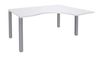 Bureau compact EXPRIM - L160 cm - Retour droite - Plateau Blanc perle - Pieds alu (Pieds de renfort obligatoire à rajouter - non inclus)
