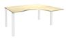 Bureau compact EXPRIM - L180 cm - Retour droite - Plateau imitation Erable - Pieds blanc (Pieds de renfort obligatoire à rajouter - non inclus)