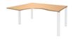 Bureau compact EXPRIM - L180 cm - Retour gauche - Plateau imitation Hêtre - Pieds blanc (Pieds de renfort obligatoire à rajouter - non inclus)