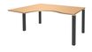 Bureau compact EXPRIM - L180 cm - Retour gauche - Plateau imitation Hêtre - Pieds carbonne (Pieds de renfort obligatoire à rajouter - non inclus)