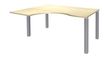 Bureau compact EXPRIM - L180 cm - Retour gauche - Plateau imitation Erable - Pieds alu (Pieds de renfort obligatoire à rajouter - non inclus)