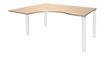 Bureau compact EXPRIM - L180 cm - Retour gauche - Plateau imitation Chêne clair - Pieds blanc (Pieds de renfort obligatoire à rajouter - non inclus)