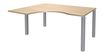 Bureau compact EXPRIM - L180 cm - Retour gauche - Plateau imitation Chêne clair - Pieds alu (Pieds de renfort obligatoire à rajouter - non inclus)