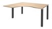 Bureau compact EXPRIM - L180 cm - Retour gauche - Plateau imitation Chêne clair - Pieds carbone (Pieds de renfort obligatoire à rajouter - non inclus)