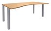 Bureau vague symétrique EXPRIM - L180 cm - Plateau imitation Hêtre - Pieds alu