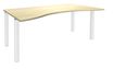 Bureau vague symétrique EXPRIM - L180 cm - Plateau imitation Erable - Pieds blanc