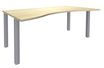 Bureau vague symétrique EXPRIM - L180 cm - Plateau imitation Erable - Pieds alu