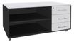 Console mobile EXPRIM/LOFTER/LEVEL - L120 x H63 x P60 cm - 3 tiroirs - coté anthracite - finition façade et dessus Blanc perle