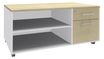 Console mobile EXPRIM/LOFTER/LEVEL - L120 x H63 x P60 cm - 2 tiroirs dont 1 DS - coté blanc - finition façade et dessus imitation Erable