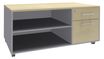 Console mobile EXPRIM/LOFTER/LEVEL - L120 x H63 x P60 cm - 2 tiroirs dont 1 DS - coté aluminium - finition façade et dessus imitation Erable