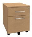 Caisson mobile LEVEL/STEELY/WOODY- L43 x H56 x P60 cm - 2 tiroirs dont 1 DS - Imitation Hêtre
