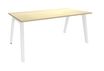 Bureau simple STEELY - L120 cm - pied blanc - plateau imitation Erable