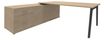 Bureau STEELY Manager - L180 x P100 x H72,5 cm - console retour à gauche (2 tiroirs) L200 x P60 x H72,5 cm - pieds carbone - plateau imitation chêne clair
