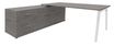 Bureau STEELY Manager - L180 x P100 x H72,5 cm - console retour à gauche (2 tiroirs) L200 x P60 x H72,5 cm - pieds blanc - plateau imitation chêne gris