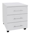 Caisson mobile LEVEL/STEELY/WOODY- L43 x H56 x P60 cm - 3 tiroirs - Blanc perle