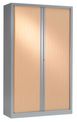 Armoire haute monobloc à rideaux ETIC - 198 x 120 cm - corps aluminium - rideaux imitation hêtre