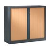 Armoire mi-haute monobloc à rideaux ETIC - 100 x 120 cm - anthracite/imitation hêtre