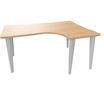 Bureau compact 90° à droite EVIDENCE - Pieds aluminium - Plateau imitation chêne clair