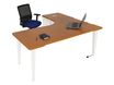 Bureau compact 90° à gauche EVIDENCE - Pieds blancs - Plateau imitation merisier