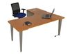 Bureau compact 90° à gauche EVIDENCE - Pieds aluminium - Plateau imitation merisier