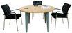 Table de réunion ronde EVIDENCE - 120 cm - Pieds blancs - Plateau imitation hêtre
