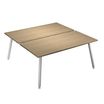 Bureau Bench LEONARDO - L140 x H74 x P168 - Pieds métal blancs - Chêne