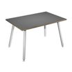 Table haute - 120 x 80 x 105 cm - Pieds métal blancs - Anthracite chants chêne