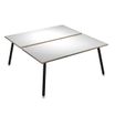 Bureau Bench LEONARDO - L180 x H74 x P168 - Pieds métal noirs - Blanc chants chêne
