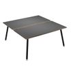 Bureau Bench LEONARDO - L160 x H74 x P168 - Pieds métal noirs - Anthracite chants chêne