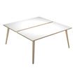 Bureau Bench LEONARDO - L160 x H74 x P168 - Pieds bois - Blanc chants chêne