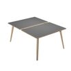 Bureau Bench LEONARDO - L140 x H74 x P168 - Pieds bois - Anthracite chants chêne