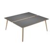 Bureau Bench LEONARDO - L180 x H74 x P168 - Pieds bois - Anthracite chants chêne
