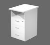 Caisson de bureau - Profondeur 60 cm - 1 niche et 3 tiroirs - Blanc