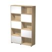 Bibliothèque haute TETRIS  - L120 x H190,6 x P35 - Corps chêne - Portes blanches
