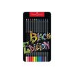 Faber-Castell Black Edition - 12 Crayons de couleur - couleurs brillantes assorties - boîte métal