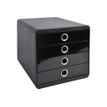 Exacompta PopBox - Module de classement 4 tiroirs - noir/argent