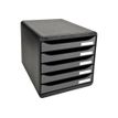 9002493423282-Exacompta BigBox Plus - Module de classement 5 tiroirs - noir/argent-Angle gauche-1