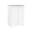 3483600849052-Rangement mi-hauteur YES ! - L80 x H109 x P42 - 2 portes - Façade blanche - Dessus chêne-Angle gauche-0