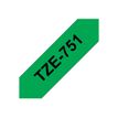 4977766692434-Brother TZe751 - Ruban d'étiquettes auto-adhésives - 1 rouleau (24 mm x 8 m) - fond vert -Angle gauche-0