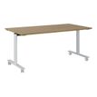 Table de réunion mobile et rabattable YES ! - 160 cm - Pieds blancs - Merisier