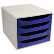 Exacompta Ecobox - Module de classement 4 tiroirs - gris/bleu nuit