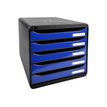 Exacompta BigBox Plus - Module de classement 5 tiroirs - gris/bleu