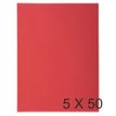 Exacompta Super 210 - 5 Paquets de 50 Chemises 2 rabats - 210 gr - rouge