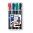 STAEDTLER Lumocolor 350 - Pack de 4 marqueurs permanents - pointe biseau - couleurs assorties