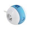 3760110683636-WATT & CO WATTBALL - Multiprise 3 prises - 2 prises 16A + 1 prise 6A + 2 USB - blanc/bleu-Angle droit-2