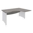 Bureau compact à droite DUAL - L160 cm - Pieds blanc - plateau imitation Chêne gris (Pieds de renfort ou caisson bout de bureau obligatoire à rajouter - non inclus)