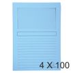 Exacompta Super 160 - 4 Paquets de 100 Chemises à fenêtre - 160 gr - bleu clair